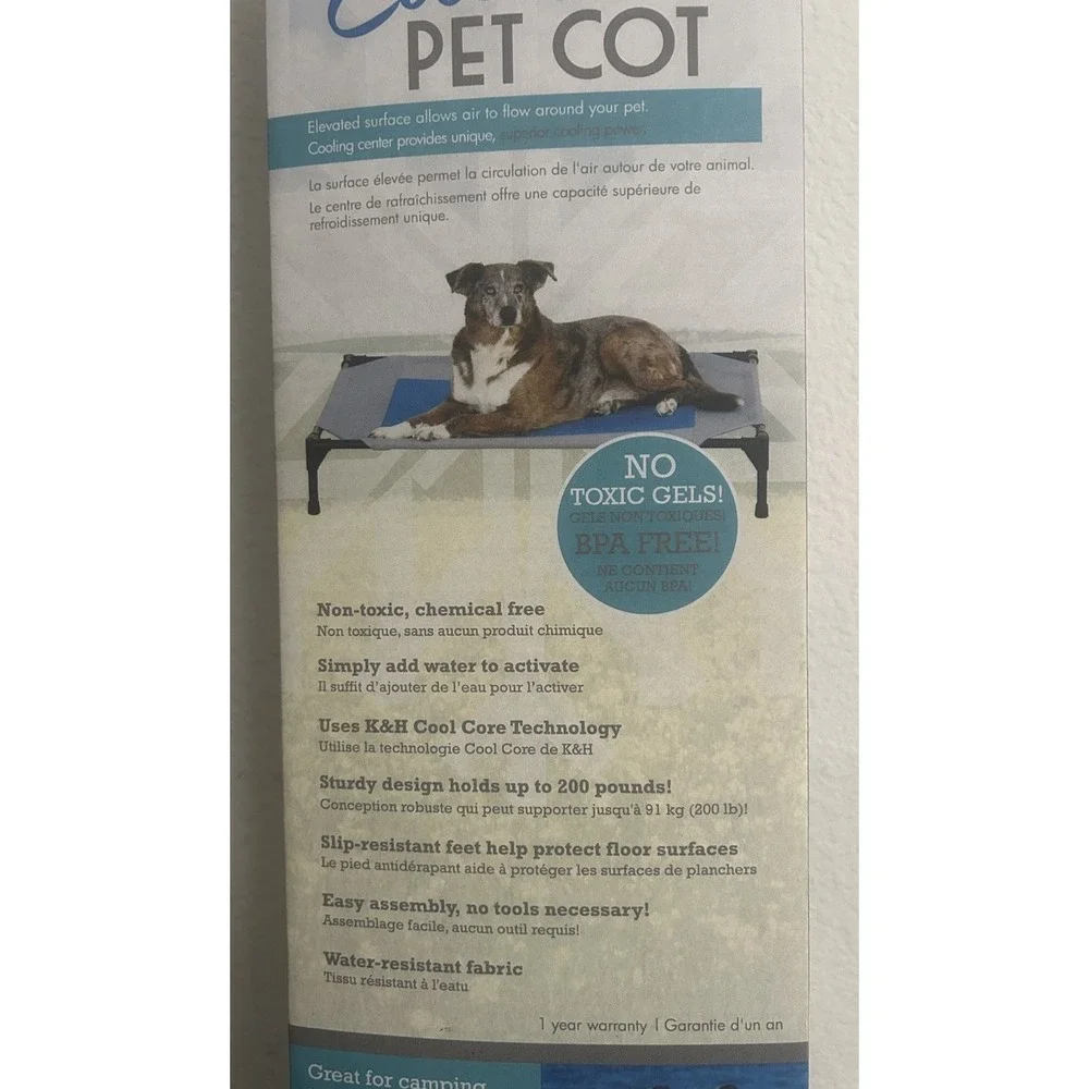 K&H Pet Products Coolin' Pet Cot Elevated Pet Bed Gray/Blue Large 42 X 30 X 7 In